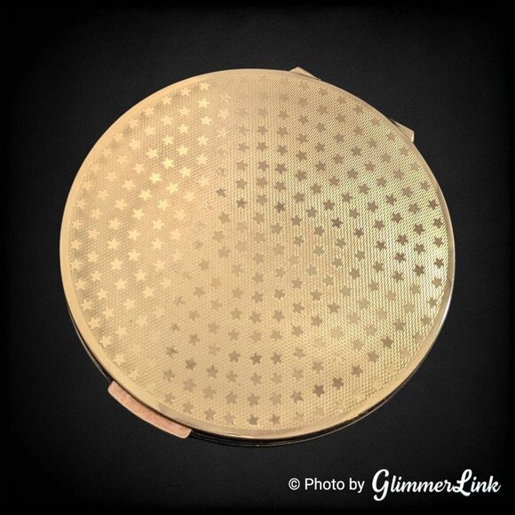 Vintage 1950 Stratton Crinoline Lady Garden Scene Gold Tone Compact - Picture 7 of 10